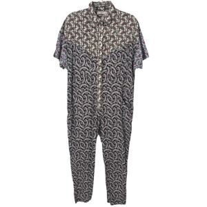 Isabel Marant Etoile Paisley Cotton Jumpsuit Mixed Print Short Sleeve Size 40